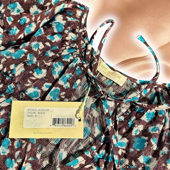 NWT Ramy Brook NY ‘Sidney’ Tie Neck Silk-Blend Top in “Roco” Floral Size Small - Picture 4 of 16